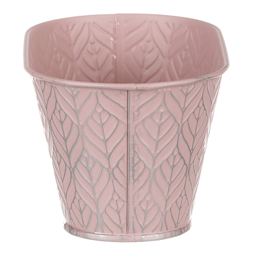 Obal kovový - truhlík, stříbrný vzor, barva růžová