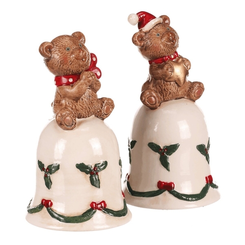 Zvonek s medvídkem - porcelán, mix 2 druhů, cena za 1 ks