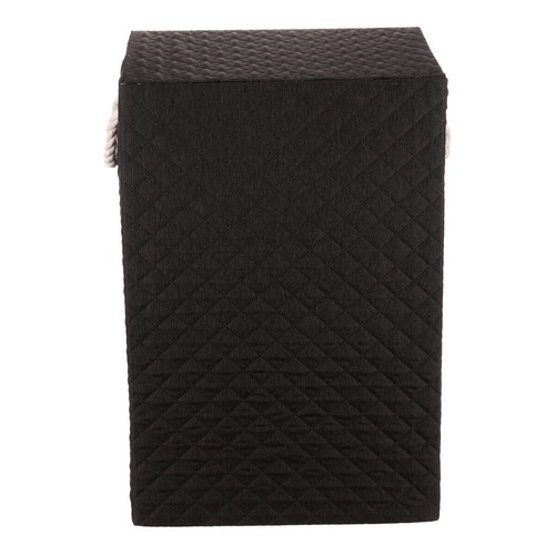 Koš prádelní - látkový s uchy, hranatý, černý