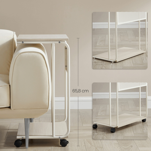 Odkládací stolek 55x32x66cm, mdf, bělený dub, AKF-E1012 CRM