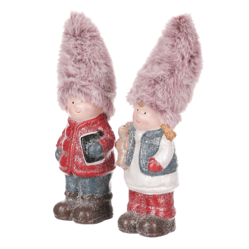 Děti s čepicí - keramické figurky, mix 2, cena za 1 ks