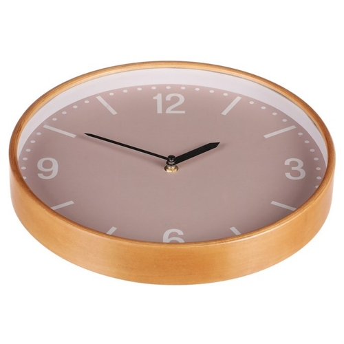 Hodiny nástěnné - pr. 32 cm, MDF a dřevěný rám, barva béžová