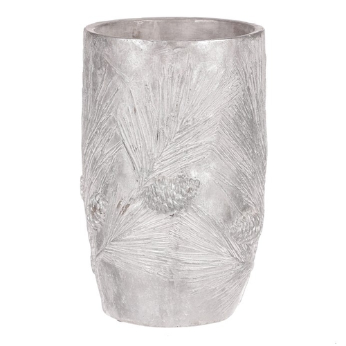 Váza betonová - vzor borovice, barva stříbrná