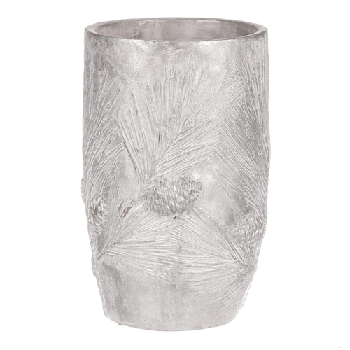 Váza betonová - vzor borovice, barva stříbrná