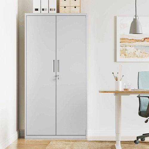 Komoda 80x40x180cm, kov, bílá, AUS-E1115 GREY