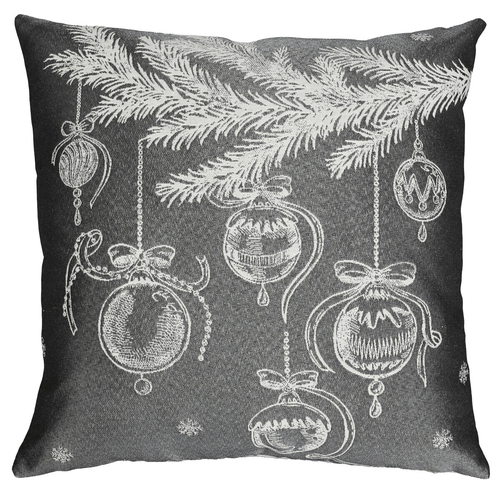 Polštář s výplní - šedý vánoční motiv, 100% polyester, 45 x 45 cm