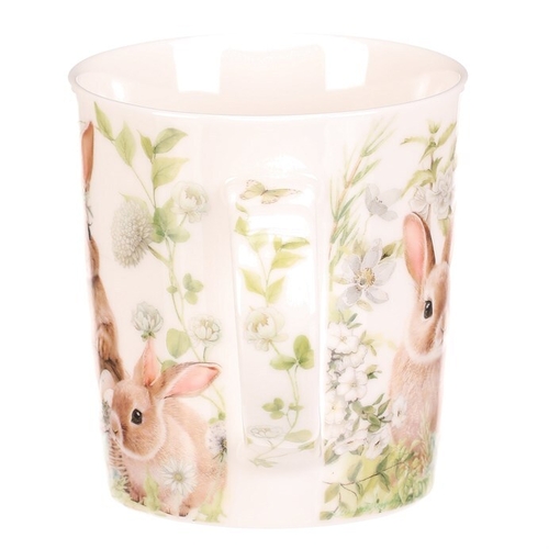 Hrnek malovaný - porcelán, dárková dóza, motiv se zajíčky