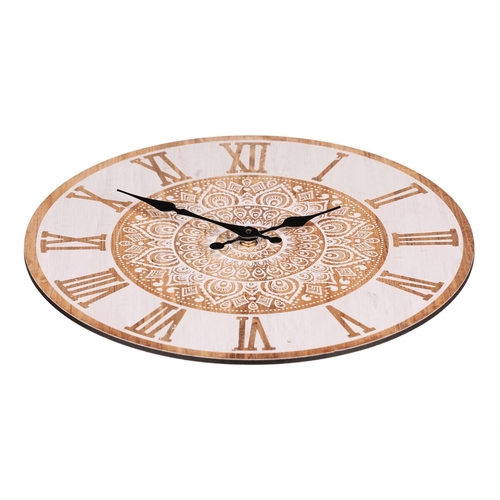 Hodiny nástěnné - pr. 34 cm, MDF, motiv mandaly