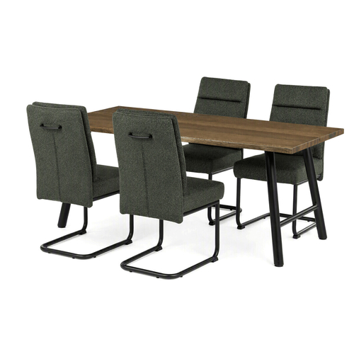 Jídelní set s 4 židlemi Antares, zelená, 180x90x76cm, dýha, ořech, ASE-1045 GRN2