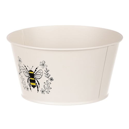Obal kovový - nízký, motiv včelky, barva krémová