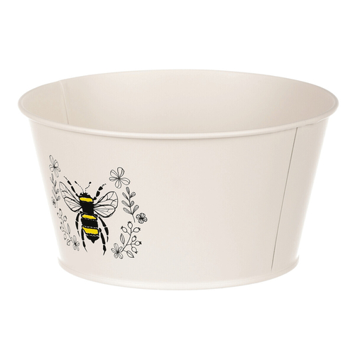 Obal kovový - nízký, motiv včelky, barva krémová