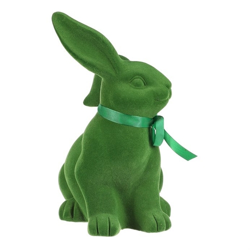 Zajíc - keramická figurka, semišový povrch, vel. L, zelená
