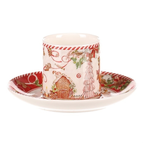 Hrnečky s podšálky - porcelán, dárkový set po 2 kusech, vánoční