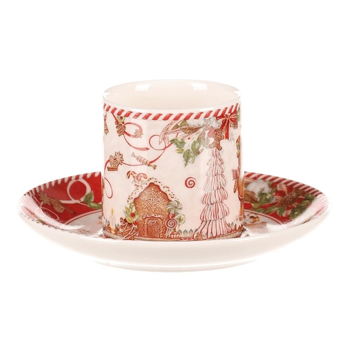 Hrnečky s podšálky - porcelán, dárkový set po 2 kusech, vánoční