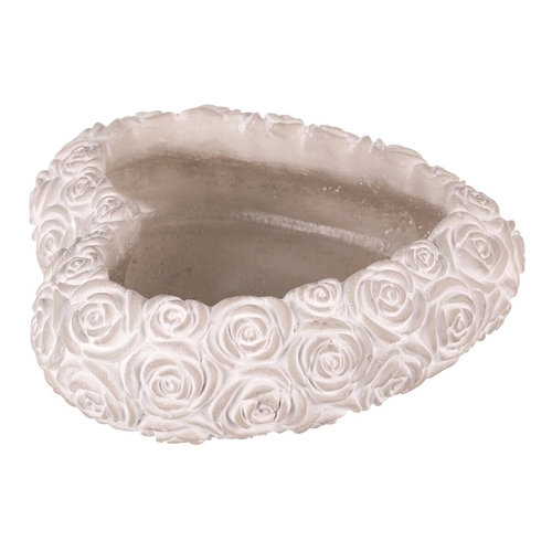 Obal na květiny - srdce s růžemi, beton, šedý