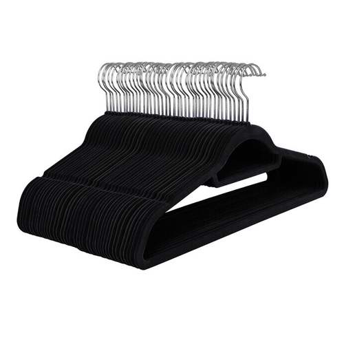 Sametová ramínka, plast, černá, set 50 ks, ASR-E1050 BK