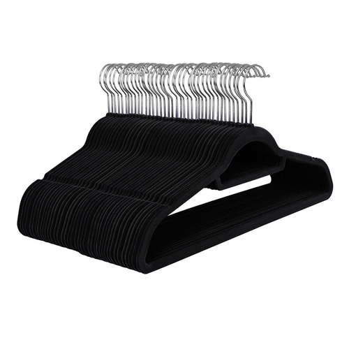 Sametová ramínka, plast, černá, set 50 ks, ASR-E1050 BK