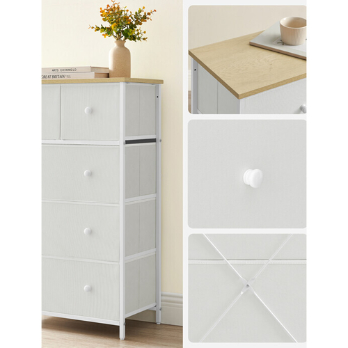 Komoda 56x30x93cm, kov, bílá, AUK-E1051 WT