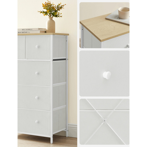 Komoda 56x30x93cm, kov, bílá, AUK-E1051 WT