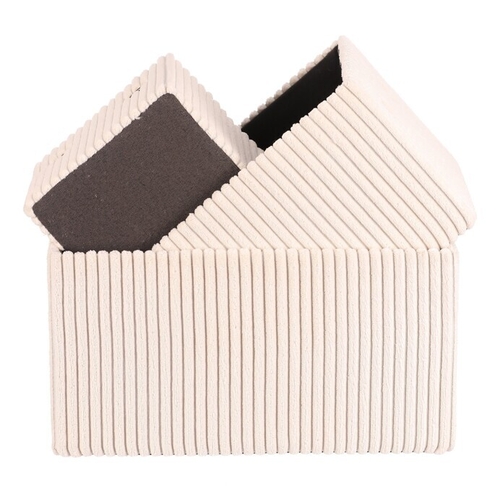 Koš regálový - manšestrový potah, krémový, cena za sadu 3 ks