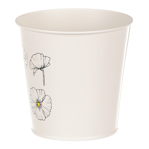 Obal kovový - kulatý s kvetoucím mákem, barva krémová