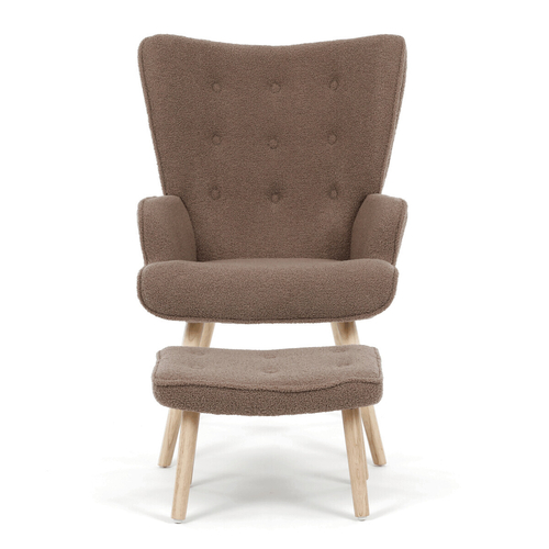 Relaxační křeslo, hnědá, látka bouclé, AK-319 BR2