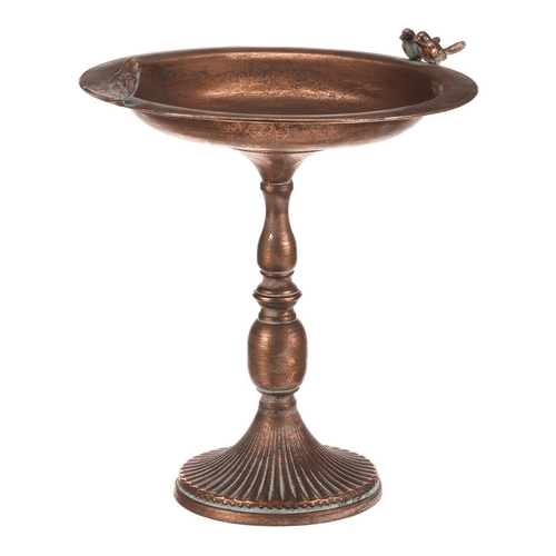 Stojan kovový - 46 cm, aranžovací, s ptáčky, měděný