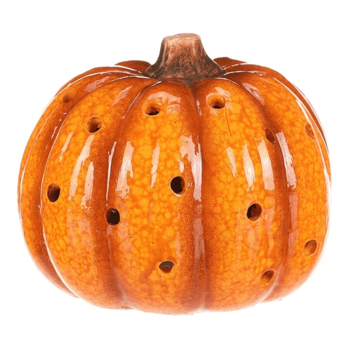 Dýně s otvory - keramika, LED osvětlení, žlutá