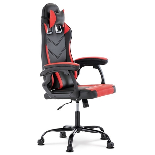 Herní křeslo, houpací mechanismus, červená ekokůže, KA-L626 RED