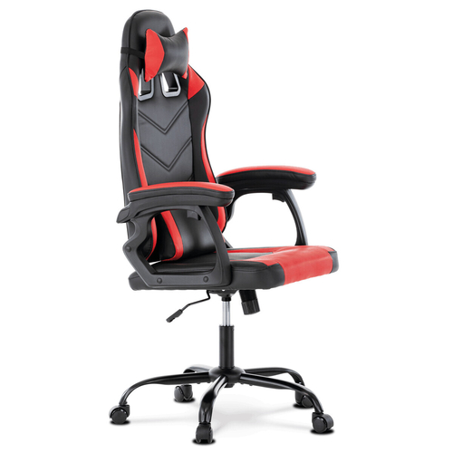 Herní křeslo, houpací mechanismus, červená ekokůže, KA-L626 RED