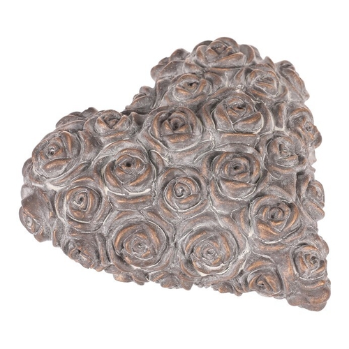 Srdce s růžemi - betonové, antracitově šedé