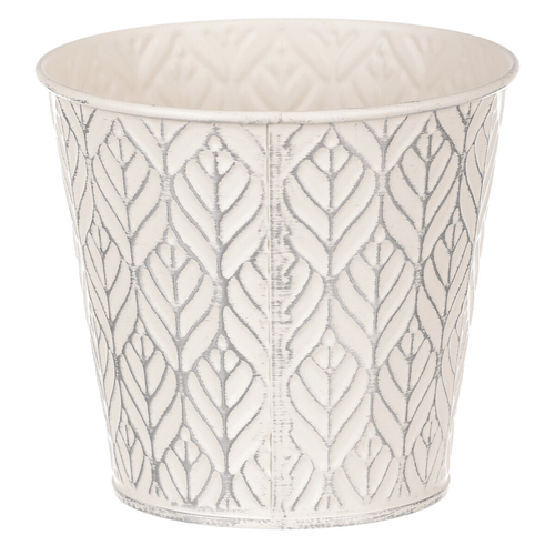 Obal kovový - kulatý, stříbrný vzor, barva krémová