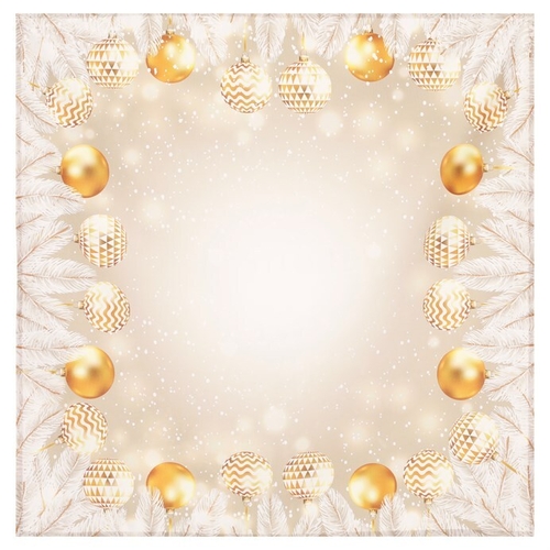 Ubrus - vzor se zlatými ozdobami, 100% polyester, 80 x 80 cm