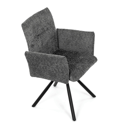 Jídelní židle otočná 180°, šedá, látka bouclé, DCH-W1117 GREY2