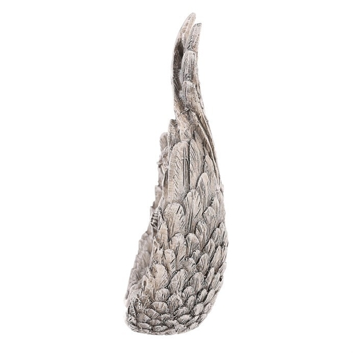 Křídla zkřížená s andělem - polyresin, šedá