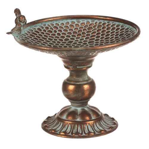 Stojan kovový - 24 cm, aranžovací, s ptáčky, měděný