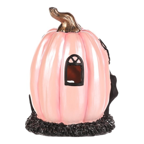 Domeček dýňový - polyresin, pro Halloween, LED osvětlení