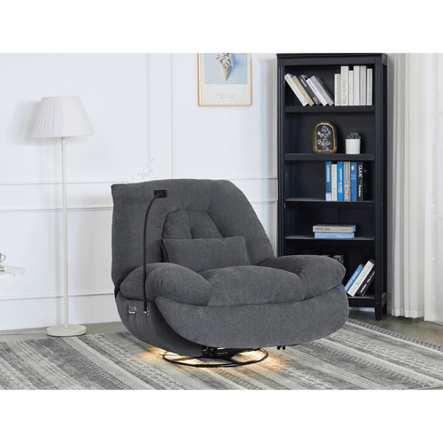 Polohovací křeslo, elektrické zabudované ovládání, šedá, látka, TV-7089 GREY2