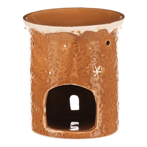 Aromalampa perníková - keramika, s domkem, hnědá