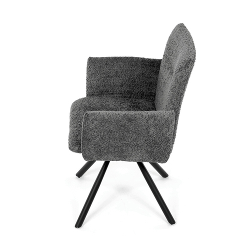 Jídelní židle otočná 180°, šedá, látka bouclé, DCH-W1117 GREY2