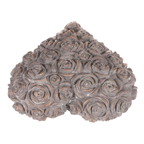 Srdce s růžemi - betonové, antracitově šedé