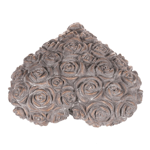 Srdce s růžemi - betonové, antracitově šedé