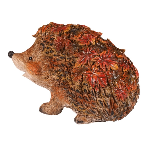 Ježek s barevnými lístky - polyresin, oranžovo-hnědý