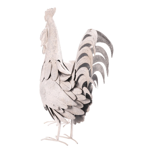 Slepice a kohout - kov s patinou, barva bílá, cena za 1 ks