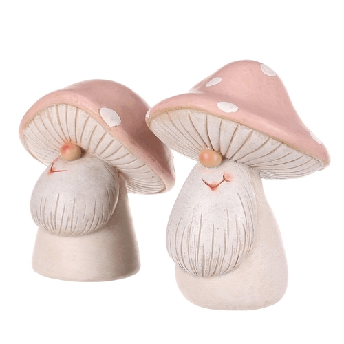 Skřítek muchomůrka - polyresin, růžová hlava, mix 2 druhů, cena za 1 ks
