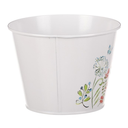 Obal na květiny - kulatý, květinový design, vel. L, bílý