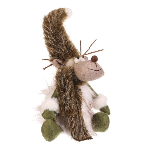 Sob - látková figurka, sedící, bílo-zelená