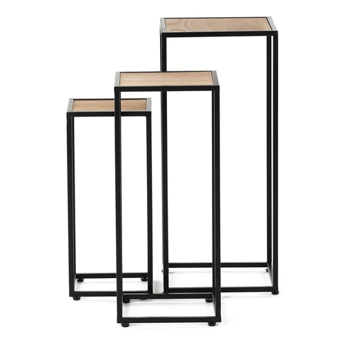 Stojan kovový, s MDF (dýha jasan), cena za sadu 3 ks