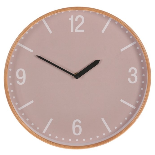 Hodiny nástěnné - pr. 32 cm, MDF a dřevěný rám, barva béžová