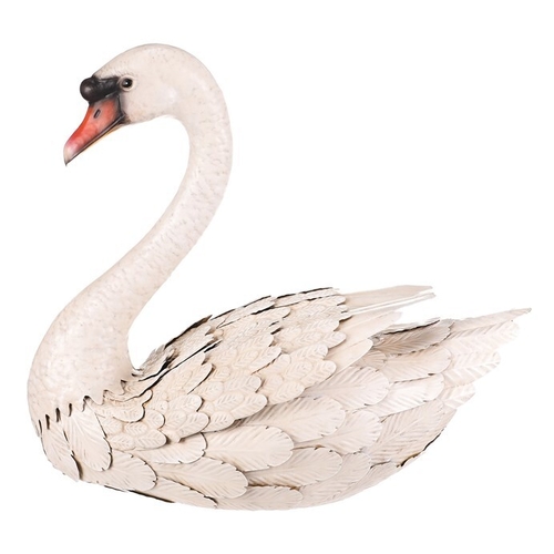Labuť - kovová  zahradní dekorace, vel. L, barva bílá